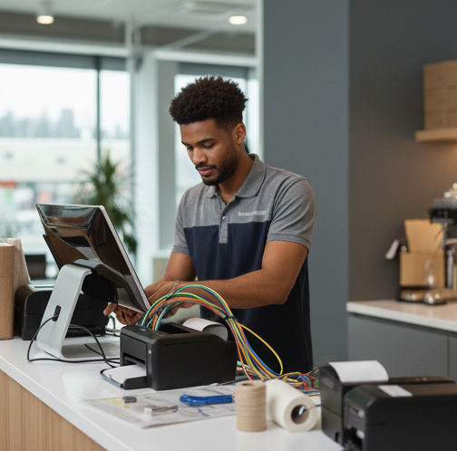 ทีมติดตั้งระบบ POS และอุปกรณ์ไอที